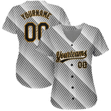 Load image into Gallery viewer, Custom White Black-Old Gold 3D Pattern Design Authentic Baseball Jersey