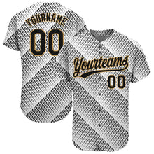 Load image into Gallery viewer, Custom White Black-Old Gold 3D Pattern Design Authentic Baseball Jersey