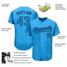 Load image into Gallery viewer, Custom Blue Blue-Black 3D Pattern Design Authentic Baseball Jersey