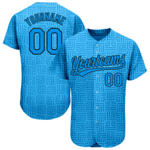 Load image into Gallery viewer, Custom Blue Blue-Black 3D Pattern Design Authentic Baseball Jersey