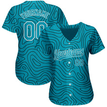 Load image into Gallery viewer, Custom Teal Teal-Black 3D Pattern Design Authentic Baseball Jersey