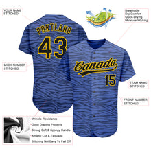 Load image into Gallery viewer, Custom Light Blue Black-Gold 3D Pattern Design Authentic Baseball Jersey