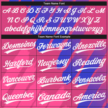 Load image into Gallery viewer, Custom Pink White-Royal 3D Pattern Design Authentic Baseball Jersey