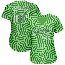 Load image into Gallery viewer, Custom Neon Green Kelly Green-White 3D Pattern Design Authentic Baseball Jersey