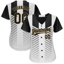 Load image into Gallery viewer, Custom White Black-Old Gold 3D Pattern Design Authentic Baseball Jersey