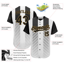 Load image into Gallery viewer, Custom White Black-Old Gold 3D Pattern Design Authentic Baseball Jersey