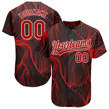 Load image into Gallery viewer, Custom Black Red-White 3D Pattern Design Authentic Baseball Jersey