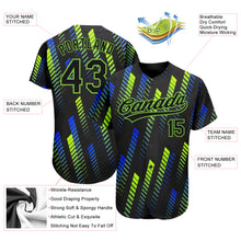 Load image into Gallery viewer, Custom Black Black Neon Green-Royal 3D Pattern Design Authentic Baseball Jersey
