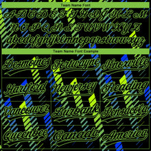 Load image into Gallery viewer, Custom Black Black Neon Green-Royal 3D Pattern Design Authentic Baseball Jersey