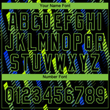 Load image into Gallery viewer, Custom Black Black Neon Green-Royal 3D Pattern Design Authentic Baseball Jersey