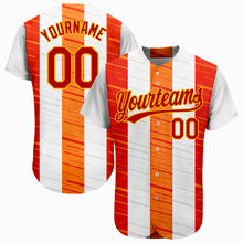 Load image into Gallery viewer, Custom White Red Gold-Orange 3D Pattern Design Authentic Baseball Jersey