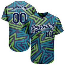 Load image into Gallery viewer, Custom Teal Navy-Kelly Green 3D Pattern Design Authentic Baseball Jersey