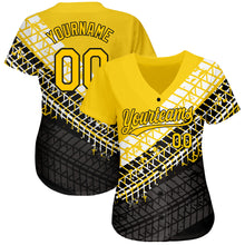 Load image into Gallery viewer, Custom Gold Gold-Black 3D Pattern Design Authentic Baseball Jersey