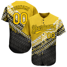 Load image into Gallery viewer, Custom Gold Gold-Black 3D Pattern Design Authentic Baseball Jersey