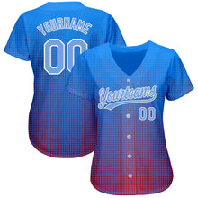 Load image into Gallery viewer, Custom Royal Light Blue-Red 3D Pattern Design Authentic Baseball Jersey