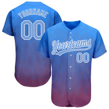 Load image into Gallery viewer, Custom Royal Light Blue-Red 3D Pattern Design Authentic Baseball Jersey