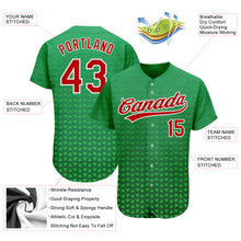 Load image into Gallery viewer, Custom Kelly Green Red-White 3D Pattern Design Authentic Baseball Jersey