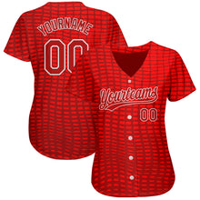 Load image into Gallery viewer, Custom Red Red-White 3D Pattern Design Authentic Baseball Jersey