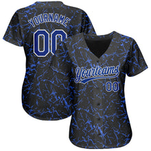 Load image into Gallery viewer, Custom Black Royal-White 3D Pattern Design Authentic Baseball Jersey