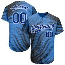 Load image into Gallery viewer, Custom Light Blue Royal-Black 3D Pattern Design Authentic Baseball Jersey