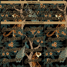 Load image into Gallery viewer, Custom Black Black-Old Gold 3D Pattern Design Tiger And Peacock Authentic Basketball Jersey