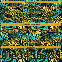 Load image into Gallery viewer, Custom Black Yellow 3D Pattern Tropical Plants Authentic Basketball Shorts