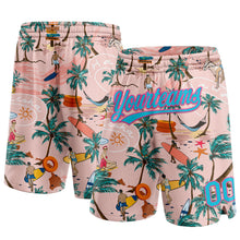 Load image into Gallery viewer, Custom Light Pink Lakes Blue-Pink 3D Pattern Beach Hawaii Holiday Style Authentic Basketball Shorts