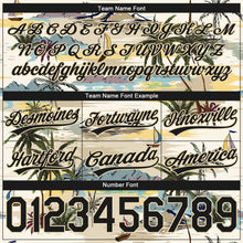 Load image into Gallery viewer, Custom Cream Black 3D Pattern Hawaii Palm Trees And Island Authentic Basketball Shorts