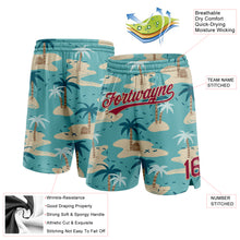 Load image into Gallery viewer, Custom Panther Blue Maroon-City Cream 3D Pattern Beach Hawaii Palm Trees Authentic Basketball Shorts