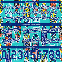 Load image into Gallery viewer, Custom Aqua Royal-White 3D Pattern Tropical Hawaii Palm Leaves Beach Surfing Authentic Basketball Shorts
