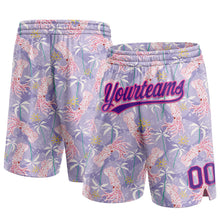 Load image into Gallery viewer, Custom Light Pink Purple-Pink 3D Pattern Hawaii Palm Trees And Squid Authentic Basketball Shorts