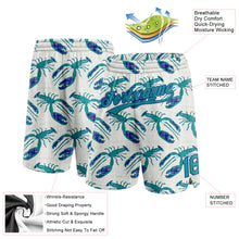 Load image into Gallery viewer, Custom Cream Teal-Royal 3D Pattern Lobsters Authentic Basketball Shorts