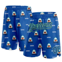 Load image into Gallery viewer, Custom Royal Pea Green 3D Pattern Sharks Authentic Basketball Shorts