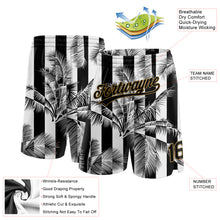 Load image into Gallery viewer, Custom White Black-Old Gold 3D Pattern Hawaii Palm Trees Authentic Basketball Shorts