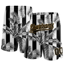 Load image into Gallery viewer, Custom White Black-Old Gold 3D Pattern Hawaii Palm Trees Authentic Basketball Shorts
