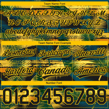 Load image into Gallery viewer, Custom Midnight Green Black-Yellow 3D Pattern Hawaii Palm Leaves Authentic Basketball Shorts