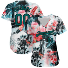 Load image into Gallery viewer, Custom White Midnight Green-Black 3D Pattern Design Hawaii Palm Trees Authentic Baseball Jersey