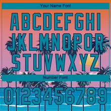 Load image into Gallery viewer, Custom Orange Teal-Navy 3D Pattern Design Sun Beach Hawaii Palm Trees Authentic Baseball Jersey
