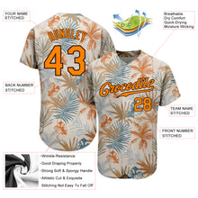 Load image into Gallery viewer, Custom Cream Bay Orange-Brown 3D Pattern Design Hawaii Palm Leaves Authentic Baseball Jersey