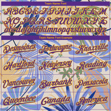Load image into Gallery viewer, Custom White Purple-Gold 3D Pattern Design Hawaii Palm Leaves And Flowers Authentic Baseball Jersey
