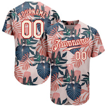 Load image into Gallery viewer, Custom Cream Red 3D Pattern Design Hawaii Palm Leaves And Flowers Authentic Baseball Jersey