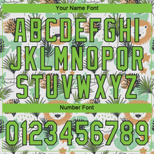 Load image into Gallery viewer, Custom White Neon Green-Black 3D Pattern Design Hawaii Palm Leaves And Lions Authentic Baseball Jersey