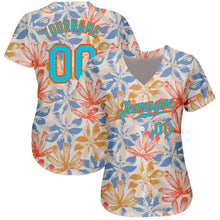 Load image into Gallery viewer, Custom White Lakes Blue-Orange 3D Pattern Design Leaves Authentic Baseball Jersey