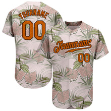 Load image into Gallery viewer, Custom Light Pink Texas Orange-Brown 3D Pattern Design Tropical Hawaii Plants Authentic Baseball Jersey