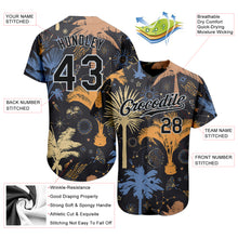 Load image into Gallery viewer, Custom Black Silver 3D Pattern Design Hawaii Palm Trees Authentic Baseball Jersey