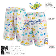 Load image into Gallery viewer, Custom White Royal 3D Pattern Fish Authentic Basketball Shorts