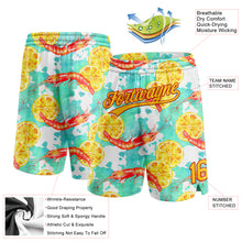 Load image into Gallery viewer, Custom White Yellow-Red 3D Pattern Lobster And Lemon Authentic Basketball Shorts