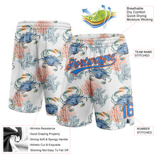Load image into Gallery viewer, Custom White Powder Blue-Orange 3D Pattern Coral And Crab Authentic Basketball Shorts
