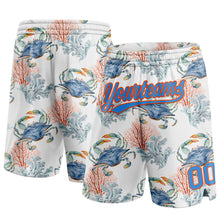Load image into Gallery viewer, Custom White Powder Blue-Orange 3D Pattern Coral And Crab Authentic Basketball Shorts