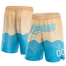Load image into Gallery viewer, Custom Cream White-Lakes Blue 3D Pattern Beach Authentic Basketball Shorts